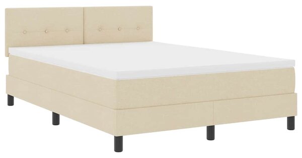 Postel s boxspringem s čelo Krémová 140 x 190 cm textil 3338690
