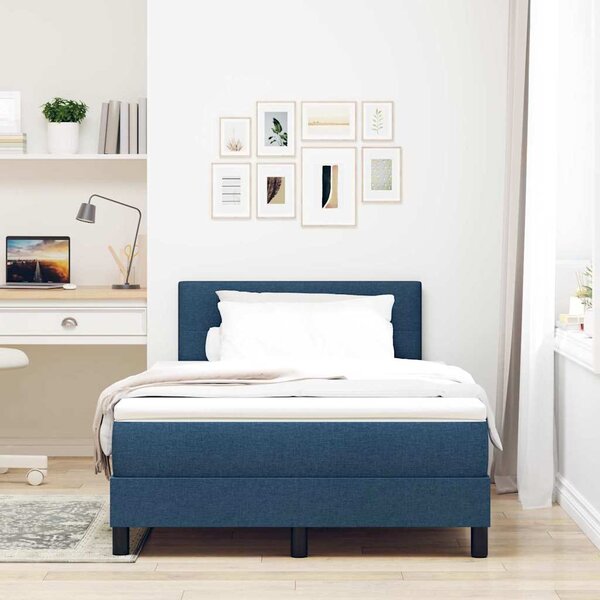 Postel s boxspringem s čelo Modrá 120 x 190 cm textil 3338677