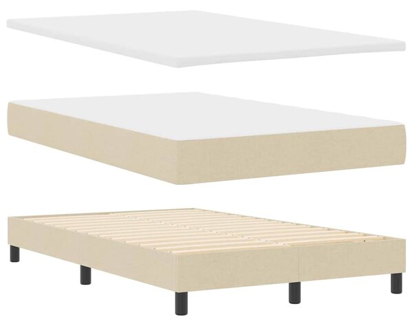 Postel s boxspringem s čelo Krémová 120 x 190 cm textil 3338676