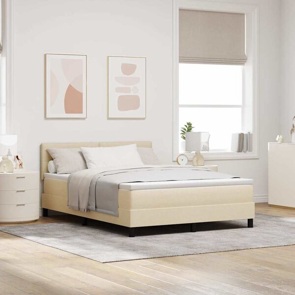 Postel s boxspringem s čelo Krémová 140 x 190 cm textil 3338690