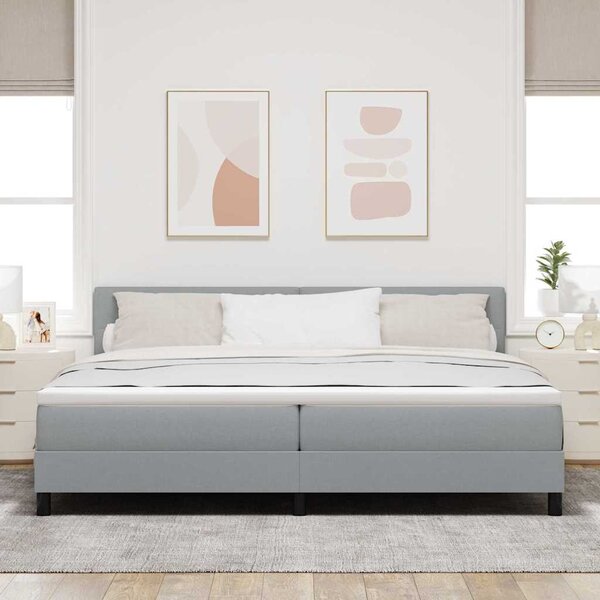 Postel s boxspringem s čelo Světle šedá 200 x 200 cm textil 3338713