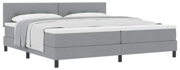 Postel s boxspringem s čelo Světle šedá 200 x 200 cm textil 3338713