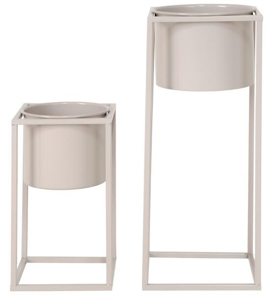 Nordic Living Set dvou béžových kovových květináčů Phoibe 50,5/17 cm