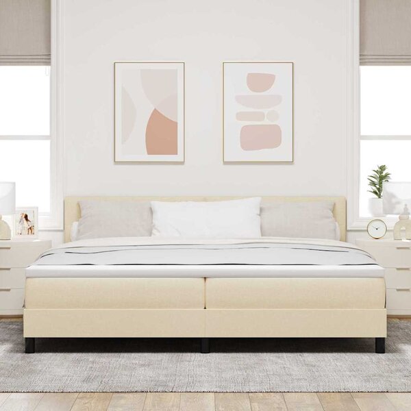 Postel s boxspringem s čelo Krémová 200 x 200 cm textil 3338718