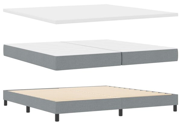 Postel s boxspringem s čelo Světle šedá 200 x 200 cm textil 3338713