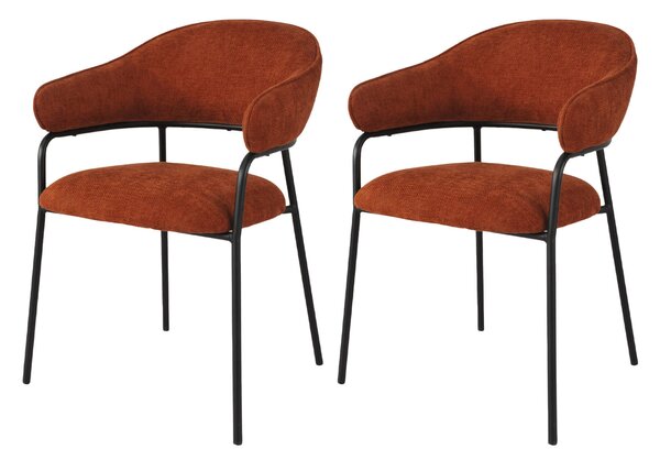 Rebecca Mobili Židle Dombeya 82,5x57x56,5 Polyesterová tkanina Ocel Oranžová Černá Moderní SET 2 kusů