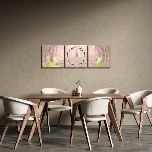 Obraz - Cesta do růžového království (s hodinami) (90x30 cm)
