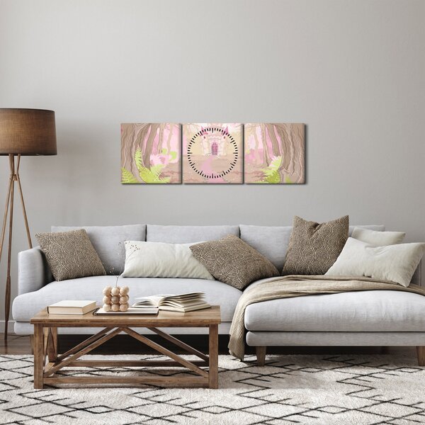 Obraz - Cesta do růžového království (s hodinami) (90x30 cm)