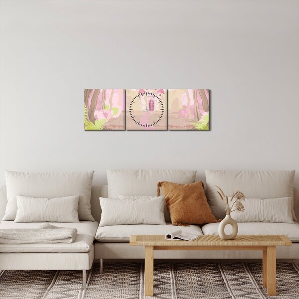 Obraz - Cesta do růžového království (s hodinami) (90x30 cm)