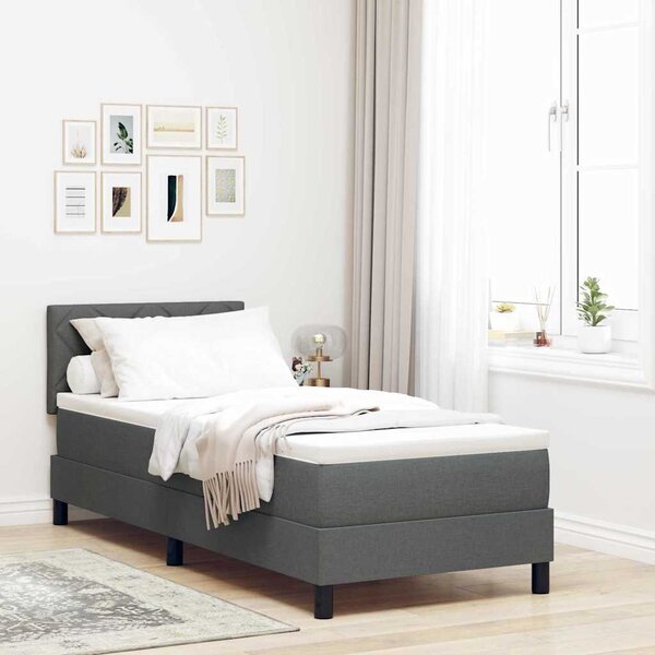 Postel s boxspringem s čelo Tmavě šedá 80 x 200 cm textil 3338721
