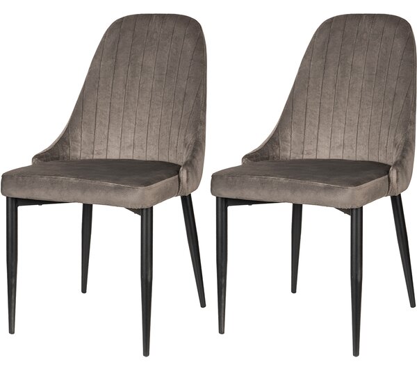 Sada 2 ks jídelních židlí Tila – sametový potah, kovová konstrukce, šedá, moderní design