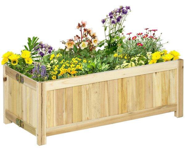 Skládací dřevěný truhlík Outsunny se 4 nohama pro pěstování zeleniny a květin na venkovním terase, balkoně, rozměry 70x30x25 cm | Aosom