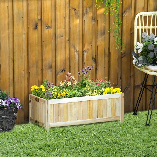 Skládací dřevěný truhlík Outsunny se 4 nohama pro pěstování zeleniny a květin na venkovním terase, balkoně, rozměry 70x30x25 cm | Aosom