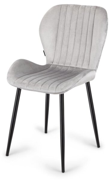 Čalouněná židle MONTI Velvet Grey - Jídelní židle - Sametový potah - Obývací kuchyně - Kovové nohy - Pohodlná židle