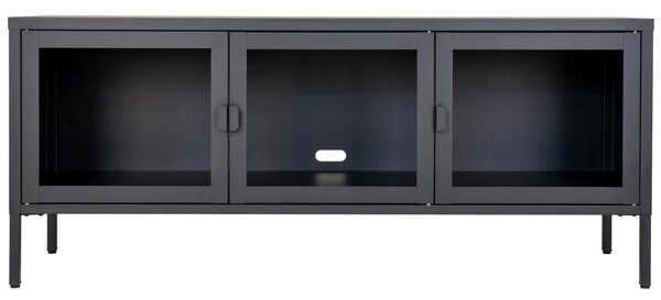 Nordic Living Černý kovový televizní stolek Bristana 130 x 40 cm