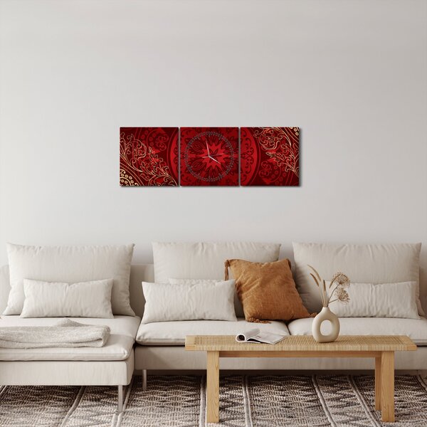 Obraz - Zlaté mandaly (s hodinami) (90x30 cm)