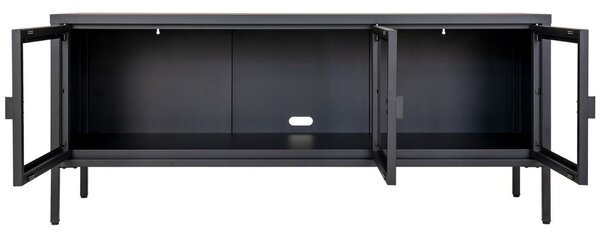Nordic Living Černý kovový televizní stolek Bristana 130 x 40 cm