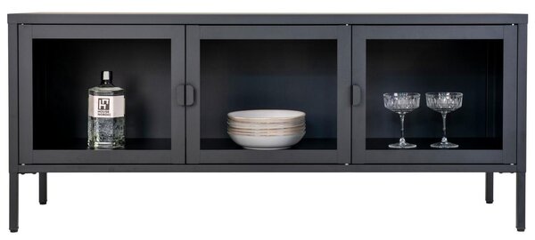 Nordic Living Černý kovový televizní stolek Bristana 130 x 40 cm