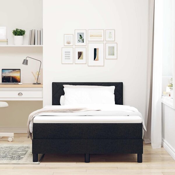 Postel s boxspringem s čelo Černý 120 x 190 cm textil 3338750