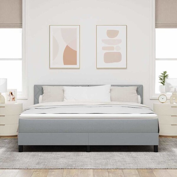 Postel s boxspringem s čelo Světle šedá 180 x 200 cm textil 3338783