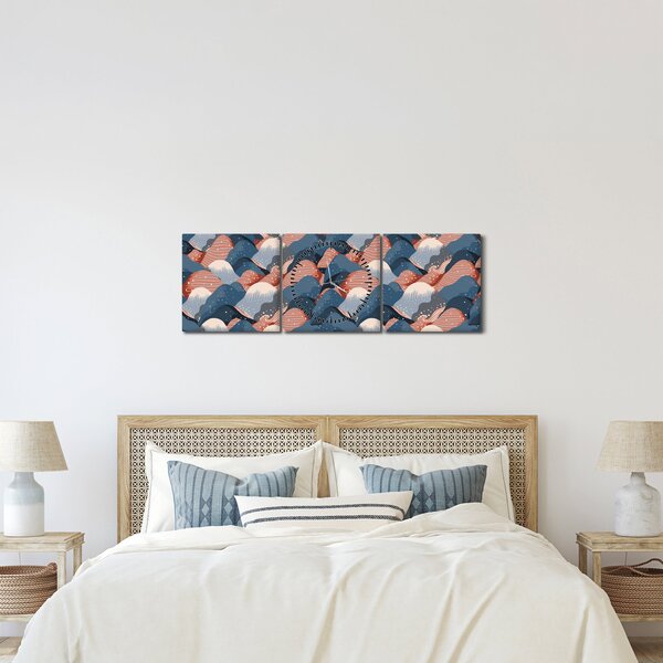 Obraz - Vlny a kopce (s hodinami) (90x30 cm)