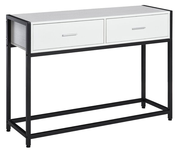 Konzolový stolek HOMCOM 120x34x81 cm s 2 zásuvkami a nastavitelnými nohami – Moderní stylový nábytek do předsíně a obývacího pokoje v černé a bílé bar
