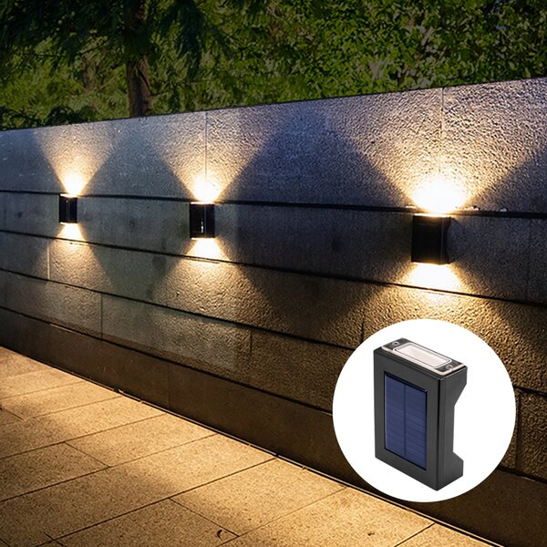 LED solarní nástěnné světlo na garáže a zídky 4 ks, iPRO, 3 W, teplá barva