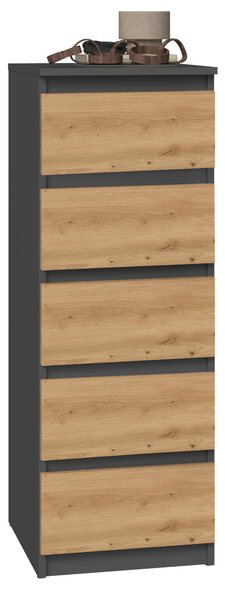 Topeshop W5 ANT/ART KPL, Antracit, Dub, 5 zásuvka/zásuvek, Dřevotřískové desky, Moderní, Dřevotřískové desky, ABS (akrylonitril-butadien-styren)