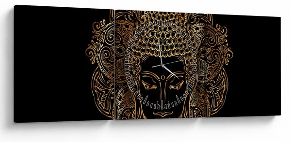 Obraz zlatého Buddhy (s hodinami) (90x30 cm)