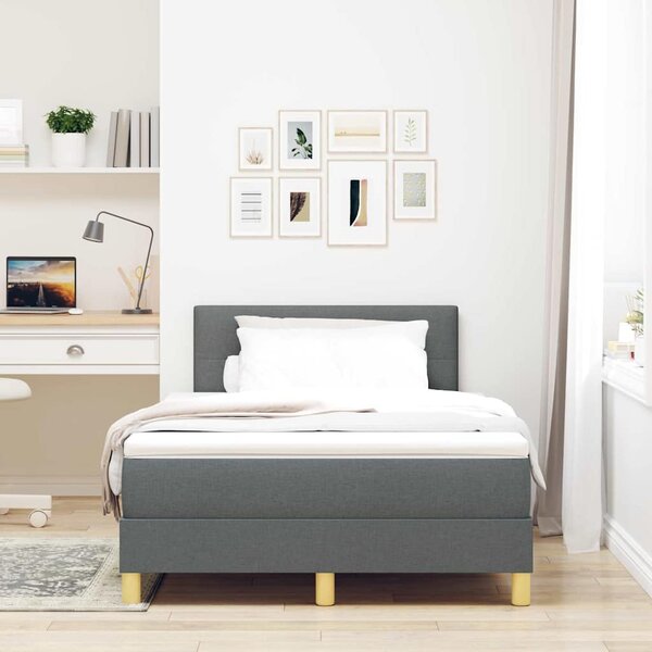 Postel s boxspringem s polštářem Tmavě šedá 120 x 190 cm textil 3338903