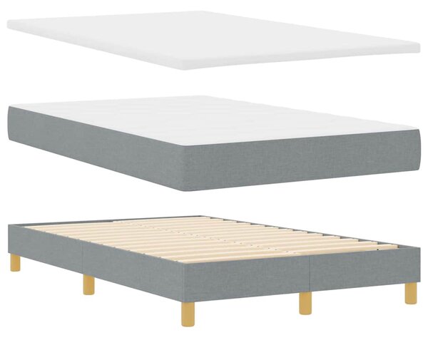 Postel s boxspringem s čelo Světle šedá 120 x 190 cm textil 3338902