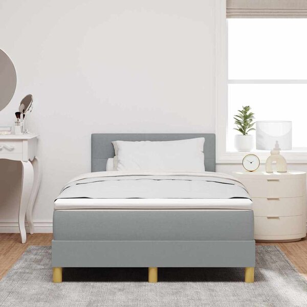 Postel s boxspringem s čelo Světle šedá 120 x 190 cm textil 3338902