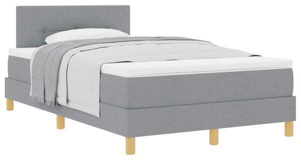 Postel s boxspringem s čelo Světle šedá 120 x 190 cm textil 3338902