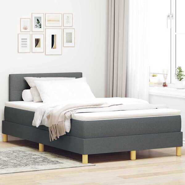Postel s boxspringem s polštářem Tmavě šedá 120 x 190 cm textil 3338903
