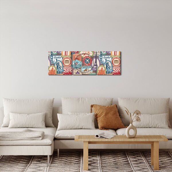 Obraz cestovatele (s hodinami) (90x30 cm)