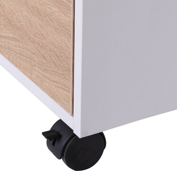 HOMCOM Počítačová skříňka s koly, 3-zásuvková skříňka na dokumenty pro studijní stůl 40x50x57.5 cm Dub a bílá | Aosom