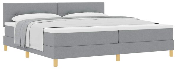 Postel s boxspringem s čelo Světle šedá 200 x 200 cm textil 3338944