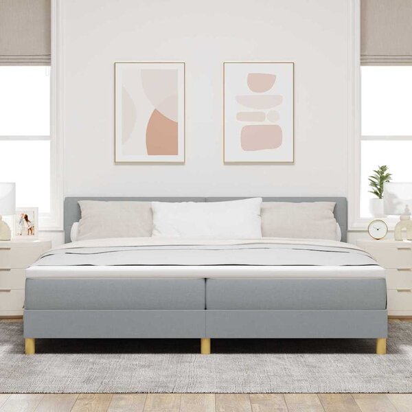 Postel s boxspringem s čelo Světle šedá 200 x 200 cm textil 3338944