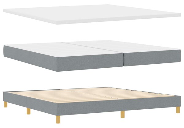 Postel s boxspringem s čelo Světle šedá 200 x 200 cm textil 3338944