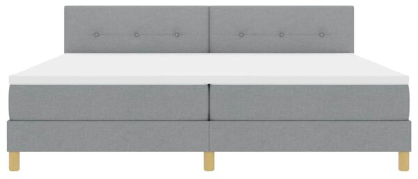 Postel s boxspringem s čelo Světle šedá 200 x 200 cm textil 3338944