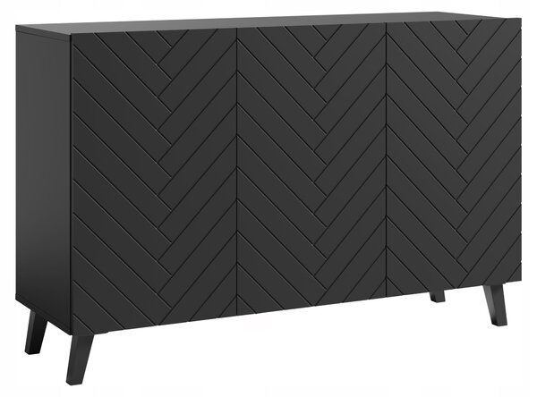 Třídveřová komoda PHUKET 120 cm, příborník MDF čelo, měkké zavírání