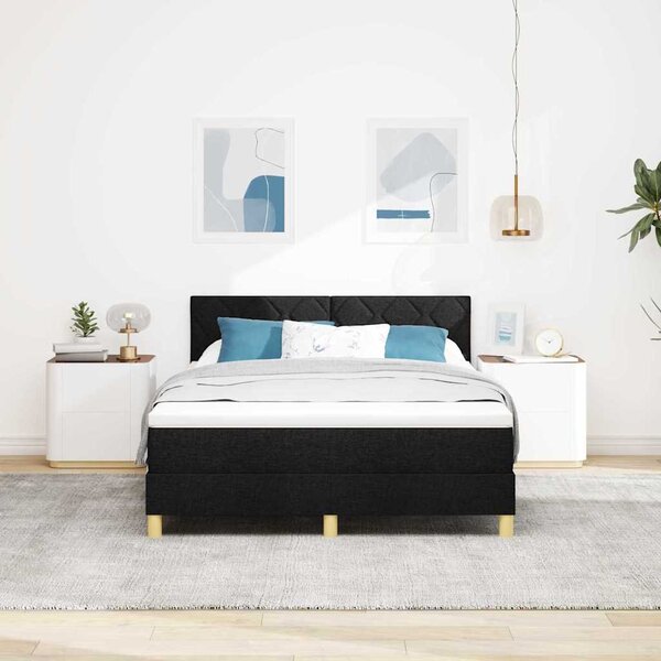 Postel s boxspringem s polštářem Černá 140 x 190 cm textil 3338995