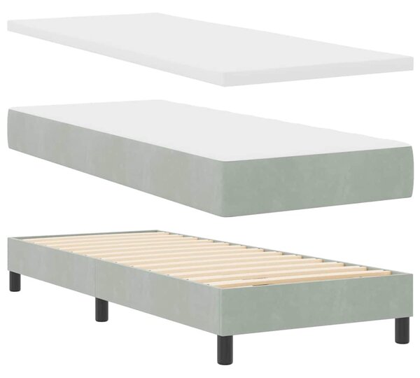 Postel s boxspringem s matrací Světle šedá 80 x 200 cm samet 3339068