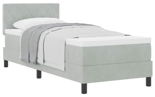 Postel s boxspringem s matrací Světle šedá 80 x 200 cm samet 3339068