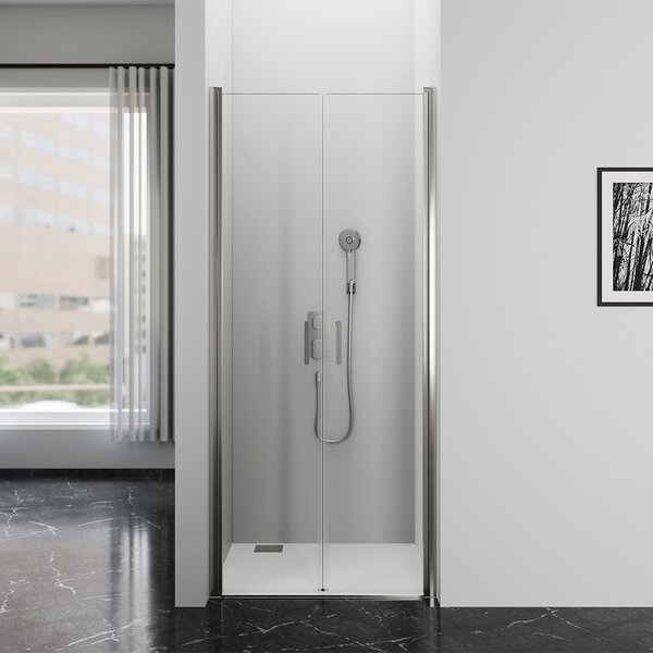 Sprchové dveře MARWELL BRIGHT chrom, dvojité otočné dveře 90x195 cm - sestavitelné zrcadlově obráceně - nastavitelné nástěnné profily - kvalitní hliníkové profily