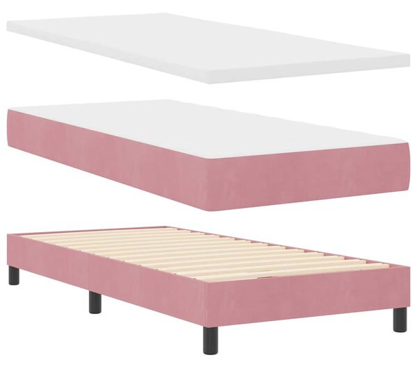 Postel s boxspringem s čelo Růžová 90 x 200 cm samet 3340429