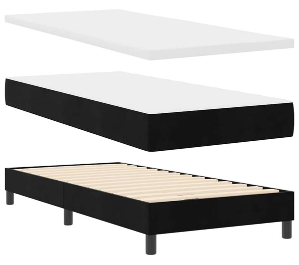Postel s boxspringem s čelo Černá 90 x 200 cm samet 3339148