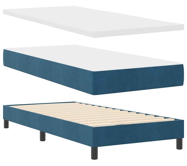 Postel s boxspringem s čelo Tmavě modrá 90 x 190 cm samet 3339144