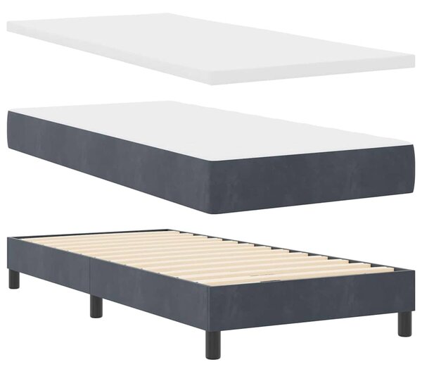 Postel s boxspringem s čelo Tmavě šedá 80 x 200 cm samet 3340359