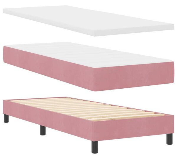 Postel s boxspringem s čelo Růžová 80 x 200 cm samet 3339205